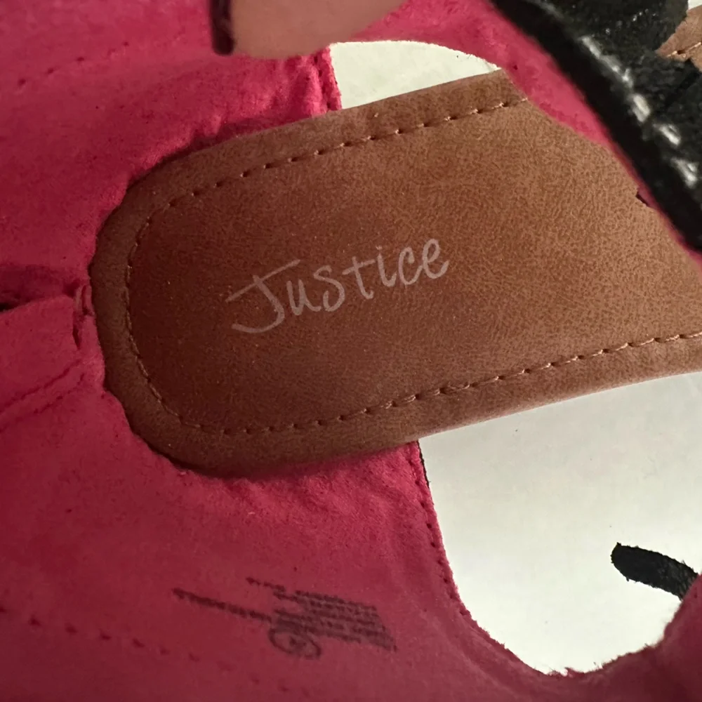 Justice Black Fringe Sandals‎ Size 4